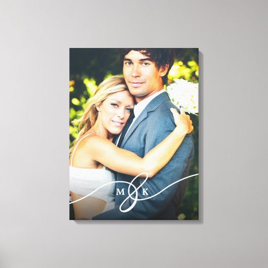 Geknoopte Ampersand Monogram Eenvoudige bruiloft f Canvas Afdruk (Voorkant)