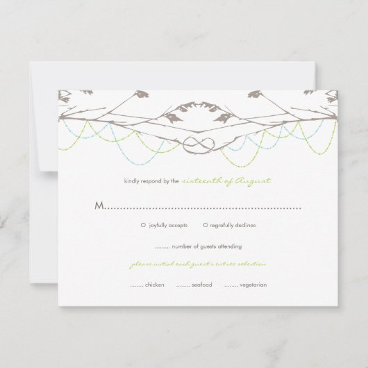 Geknoteerde Love Trees Branches Wedding RSVP Card Kaartje (Voorkant)
