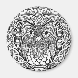 Geknoteerde Mandala Owl Black en White Magneet