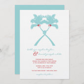 Geknoteerde palmbomen harten Tropisch strand bruil Kaart (Voorkant / Achterkant)