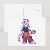 Geko als Mechanic met WFrench Briefkaart (Voorkant / Achterkant)