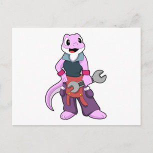 Geko als Mechanic met WFrench Briefkaart