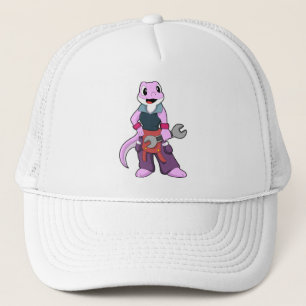 Geko als Mechanic met WFrench Trucker Pet