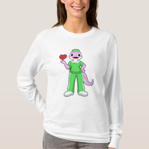 Geko als verpleegster met hart t-shirt