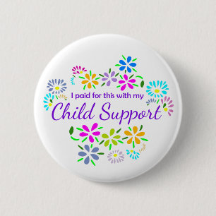 Gekocht met kinderbijslag bloemige knoopspeld ronde button 5,7 cm