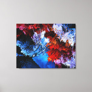 Gekoeld Inferno Blauw Rood Hedendaagse Abstracte K Canvas Afdruk