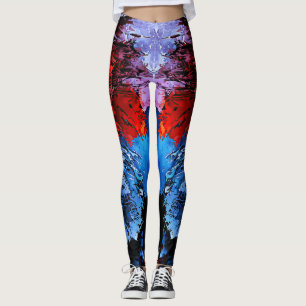Gekoeld Inferno Blauw Rood Hedendaagse Abstracte K Leggings