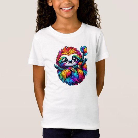 Gekoelde luiaard in regenboogvibes t-shirt (Voorkant)
