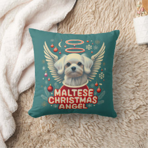 Gekoesterde vakantie charme Maltese kerst engel Kussen
