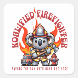 Gekolalificeerde Brandweerman/Brandweerman met Vuu Vierkante Sticker