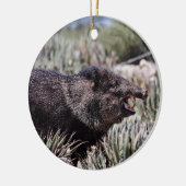 Gekolde peccary (javelina) die tijdens de bloei gl keramisch ornament (Links)