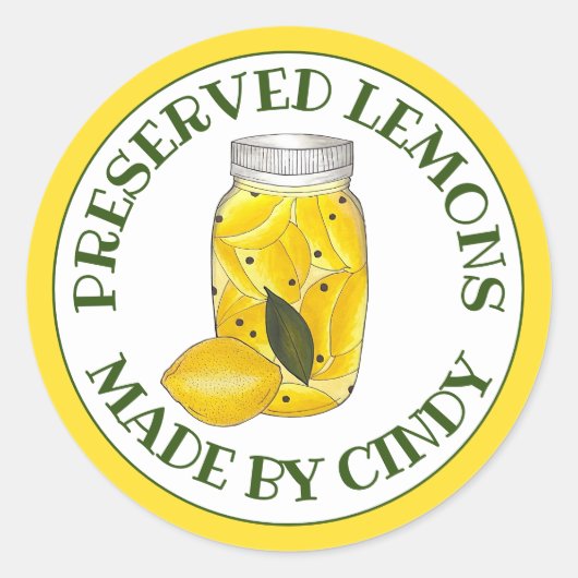 Gekonfijte citroenen Citrusfruit Huisgemaakt ingem Ronde Sticker (Voorkant)