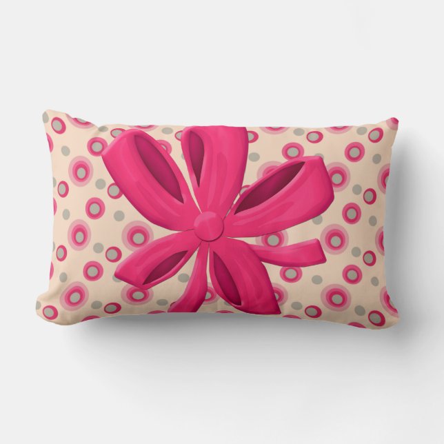 Gekonfijte Polka Dots met Hot Pink Bow Kussen (Voorkant)
