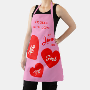 Gekookt met liefde gepersonaliseerd roze schort