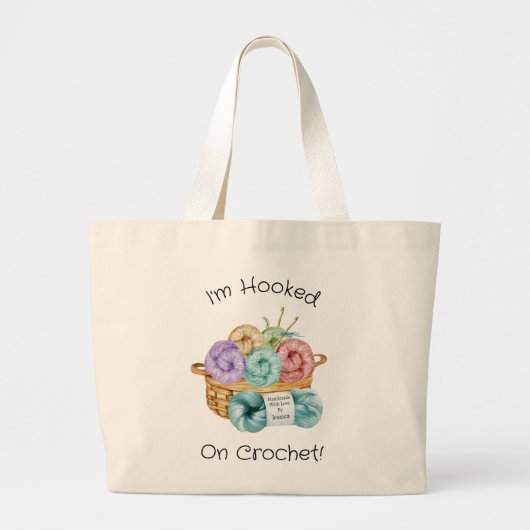 Gekookt op gepersonaliseerd haakwerk grote tote bag (Voorkant)