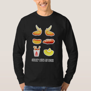 Gekookte kippen Wing Chicken Wing Hot Dog Bologna T-shirt