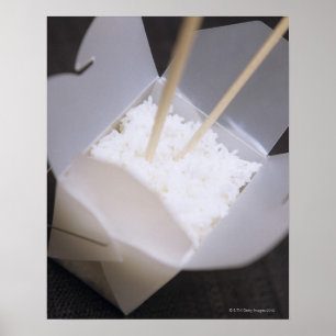 Gekookte rijst in een te vervoeren container poster