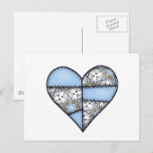Gekopieerd hart blauw briefkaart (Voorkant / Achterkant)