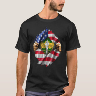 Gekopieerde Amerikaanse vlag Verborgen 43e Militai T-shirt