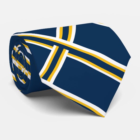 Gekoppeld blauw en goud stropdas (Opgerold)