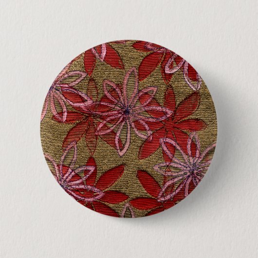 Gekoppelde bloemen - Handbedekking - Rood roze Ronde Button 5,7 Cm (Voorkant)