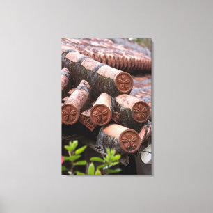 Gekoppelde dakbedekking van Okinawan House Canvas Afdruk