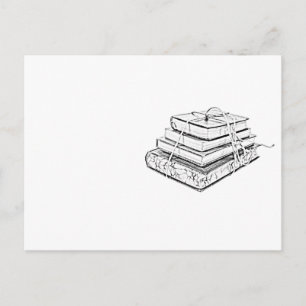 Gekoppelde Gestapelde Boeken Schetsillustratie Briefkaart
