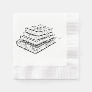 Gekoppelde Gestapelde Boeken Schetsillustratie Servetten