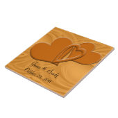 Gekoppelde Oranje hartverbinding op maat Tegeltje (Zijkant)