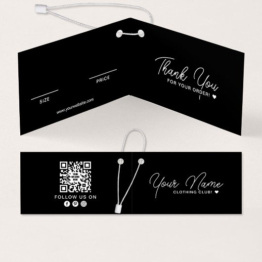 Gekoppelde QR Code Black Hang Label Kaart