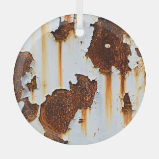 Gekorrodeerde witte roeststrepen glas ornament