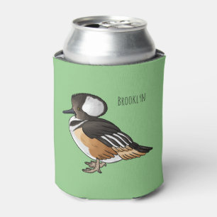Gekraagde zaagbek vogel cartoon illustratie blikjeskoeler