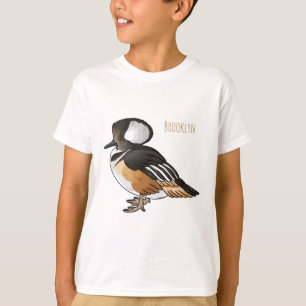 Gekraagde zaagbek vogel cartoon illustratie t-shirt