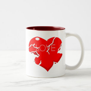 Gekraakt + gebroken hart tweekleurige koffiemok