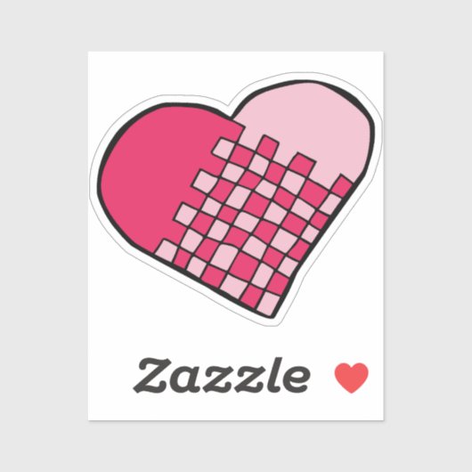 Gekrabbelde Roze Geweven Hart Kiss-Cut Sticker (Vel)