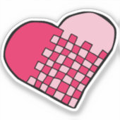 Gekrabbelde Roze Geweven Hart Kiss-Cut Sticker (Voorkant)