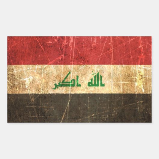 Gekrabde en versleten  Iraakse vlag Rechthoekige Sticker (Voorkant)