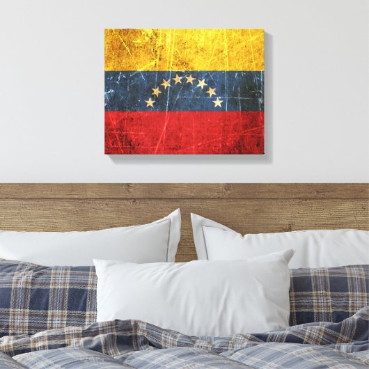 Gekrabde en versleten Venezolaanse vlag Canvas Afdruk (Insitu (Slaapkamer))