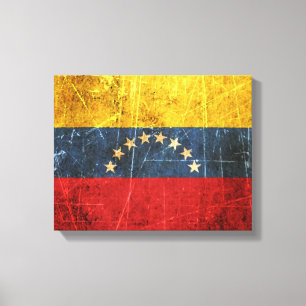 Gekrabde en versleten Venezolaanse vlag Canvas Afdruk