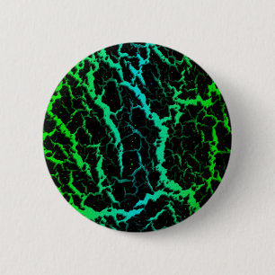 Gekrackeerde ruimteveer - groen/cyaan ronde button 5,7 cm