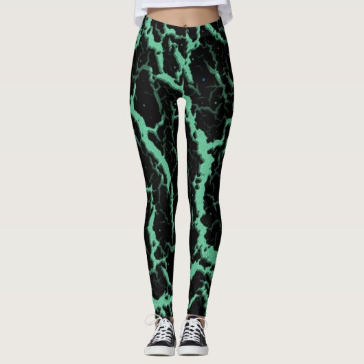 Gekrackeerde ruimteveer - Munt Leggings (Voorkant)