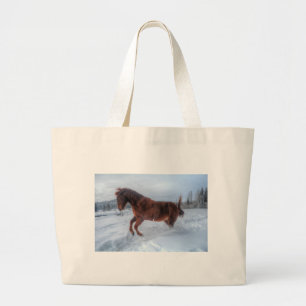 Gekrenkte orrel-paarden die opgroeien in wintersne grote tote bag