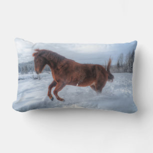 Gekrenkte orrel-paarden die opgroeien in wintersne kussen