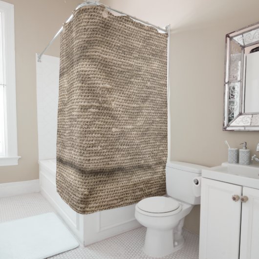 Gekreukelde bruine, abstracte getextureerde achter douchegordijn (In situ)