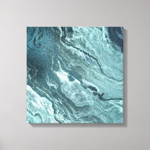 Gekristalliseerde Blauwgroen agaat   Donkere Aqua  Canvas Afdruk