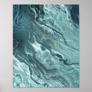 Gekristalliseerde Blauwgroen agaat   Donkere Aqua  Poster