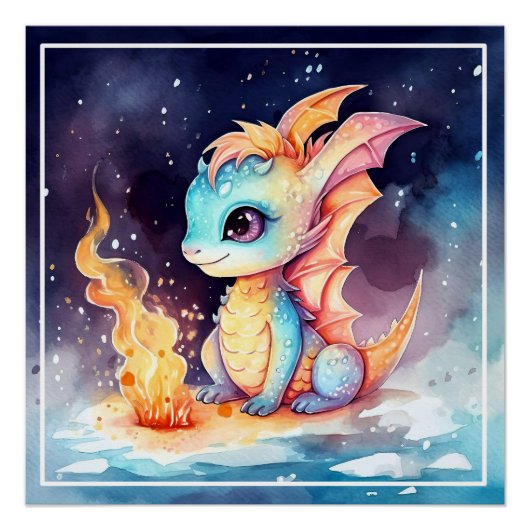 Gekristalliseerde Mooie Baby Draak Perfect Poster (Voorkant)