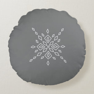 Gekristalliseerde Sneeuwvlok Rond Kussen