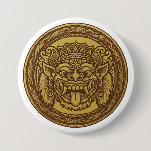 Gekroonde Barong-medaille Ronde Button 7,6 Cm