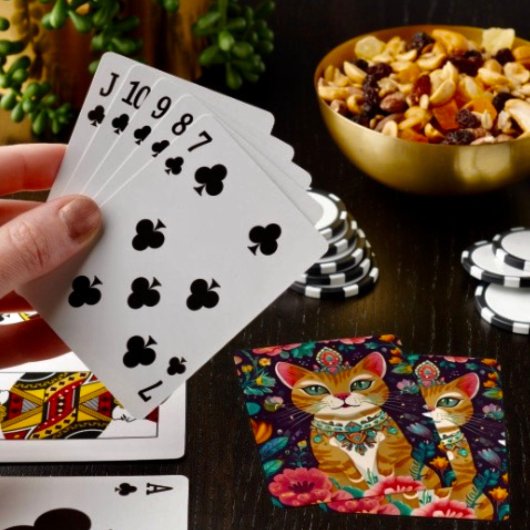 Gekroonde Bejewelde Kat Pokerkaarten